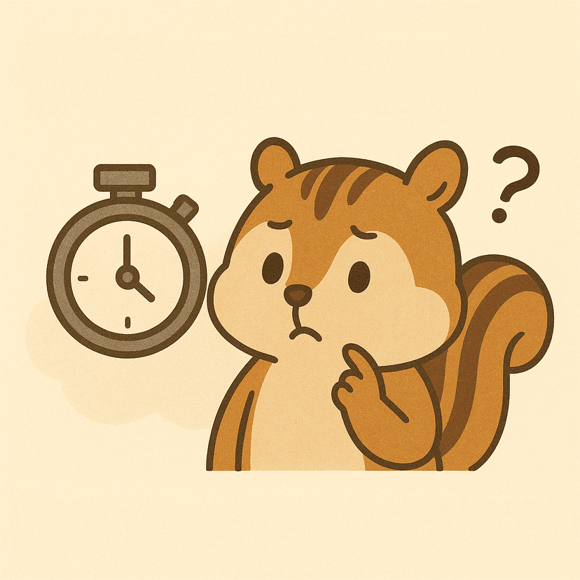 時間の使い方を確認するリスのイラスト