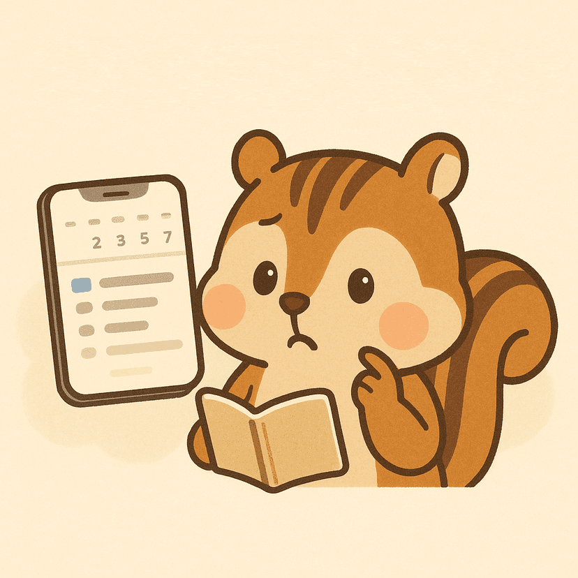 昨日の実績を確認するリスのイラスト